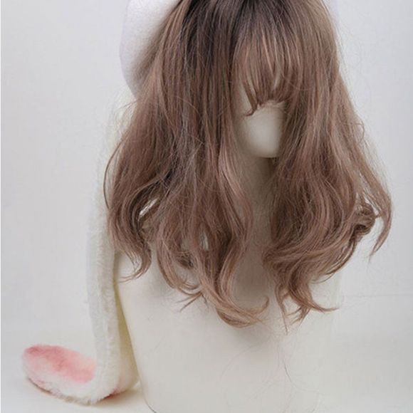 Bunny Ears Woolen Beanie Hat | Women Plush Fleece Knit Crochet Rabbit #699 - Picture 4 of 4